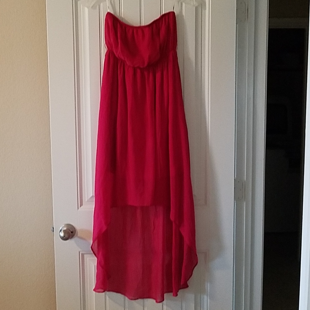 Pink Strapless High Low Dress